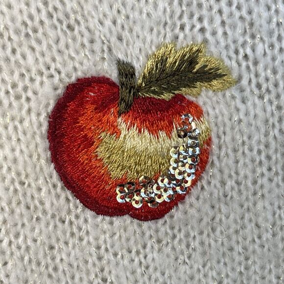 Lauren Conrad Disney Sweater Womens Large Sequin Snow White Cream‎ Bow - Picture 4 of 12